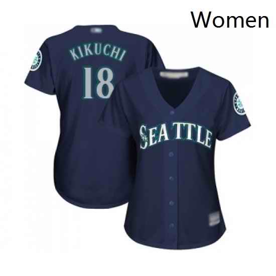 Womens Seattle Mariners 18 Yusei Kikuchi Replica Navy Blue Alternate 2 Cool Base Baseball Jersey